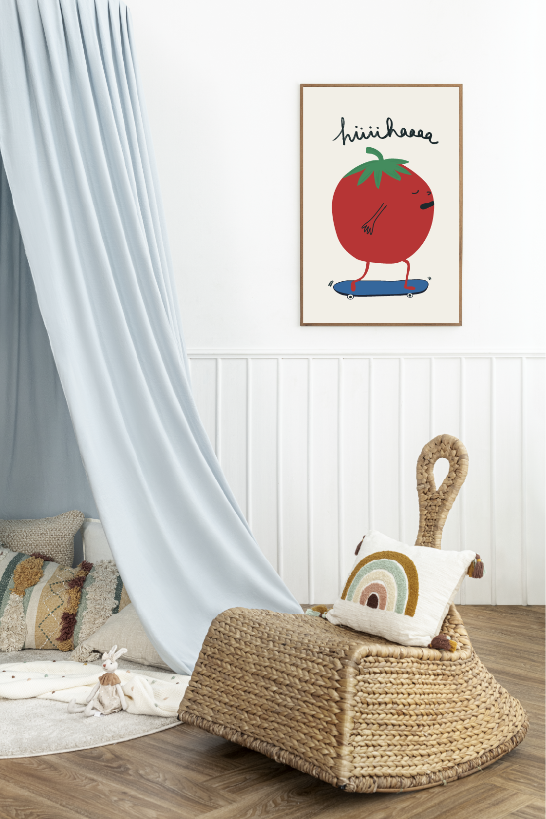 alt="Póster infantil Bold Tomato en papel mate grueso – decoración divertida y original para habitación de niños"