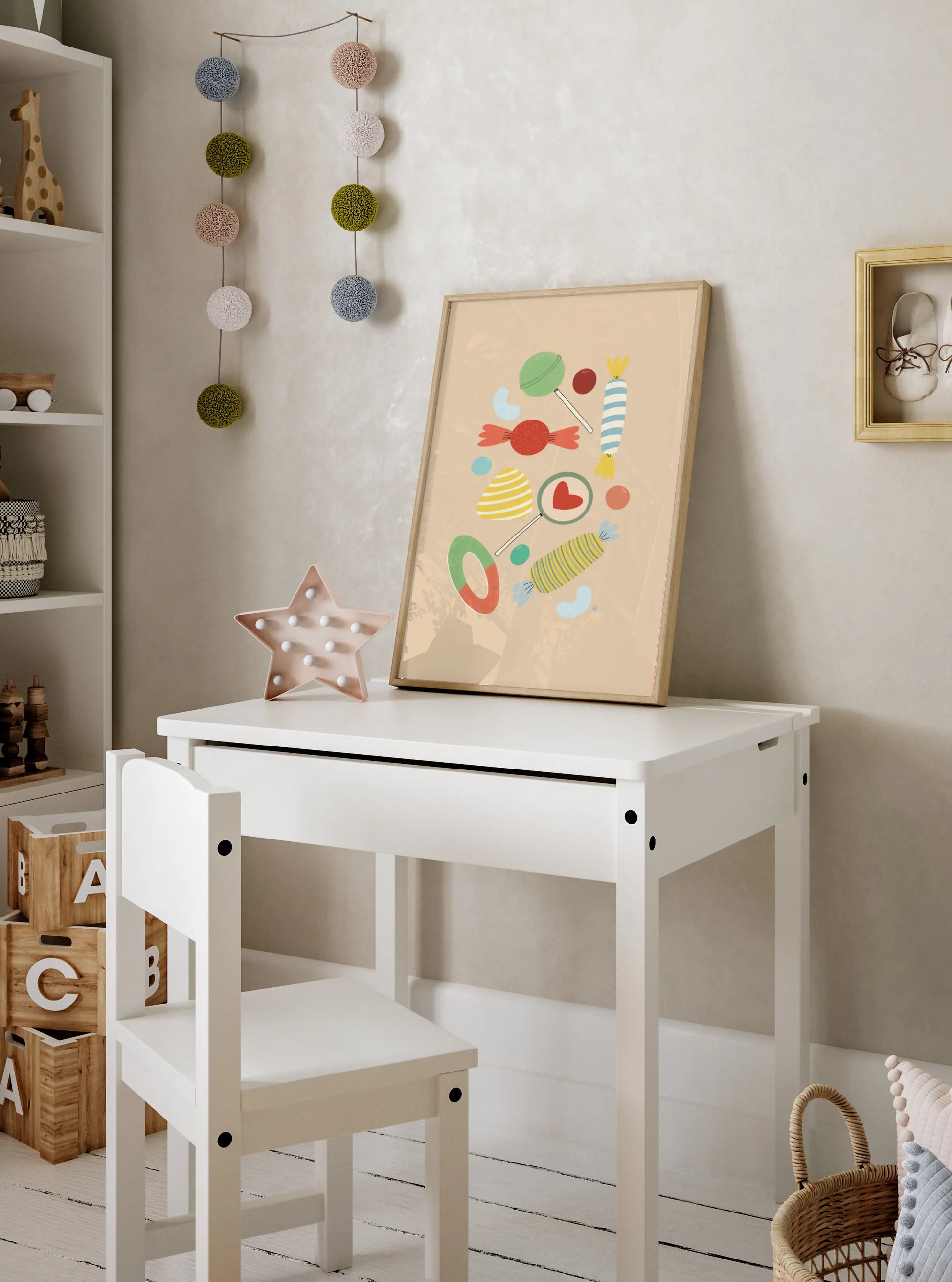 Póster infantil “Sweet candy” – Lámina decorativa adorable para habitación de niños - Kago Studio