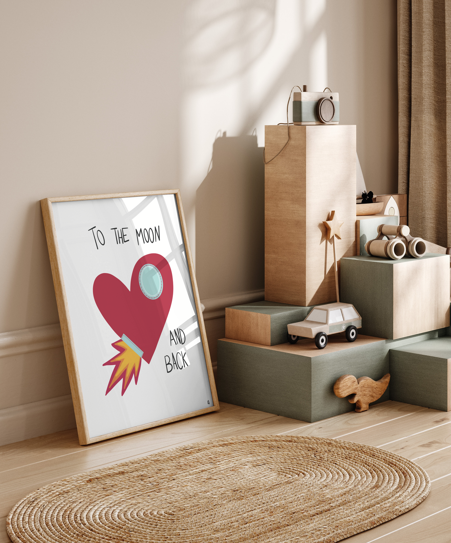 alt="Póster infantil To the moon en papel mate grueso – decoración divertida y original para habitación de niños"