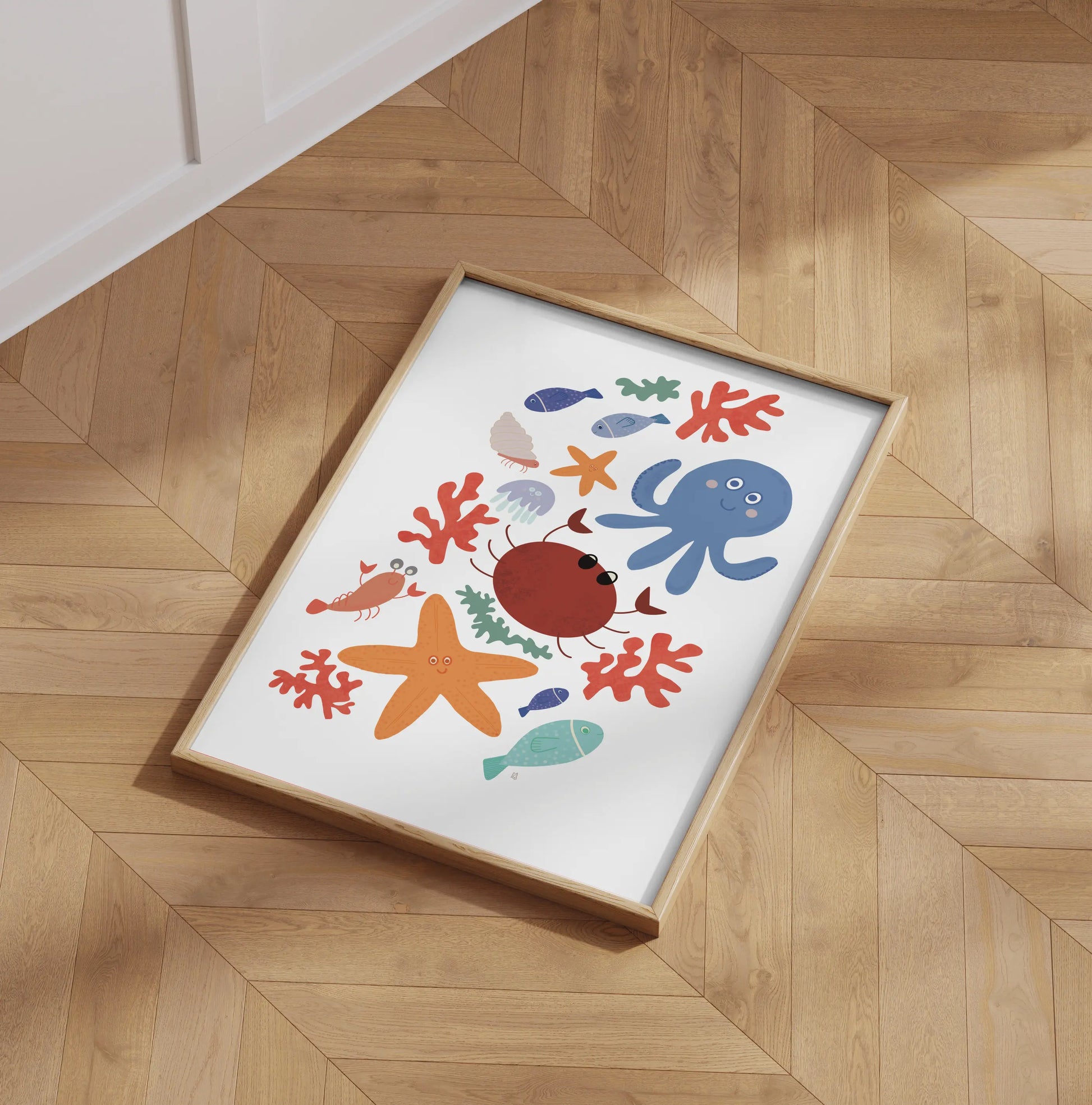Póster infantil “Amigos del mar” – Lámina decorativa adorable para habitación de niños - Kago Studio