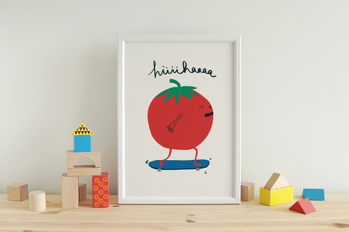 Póster decorativo “Tomate en skate” – Lámina divertida para habitación infantil - Kago Studio
