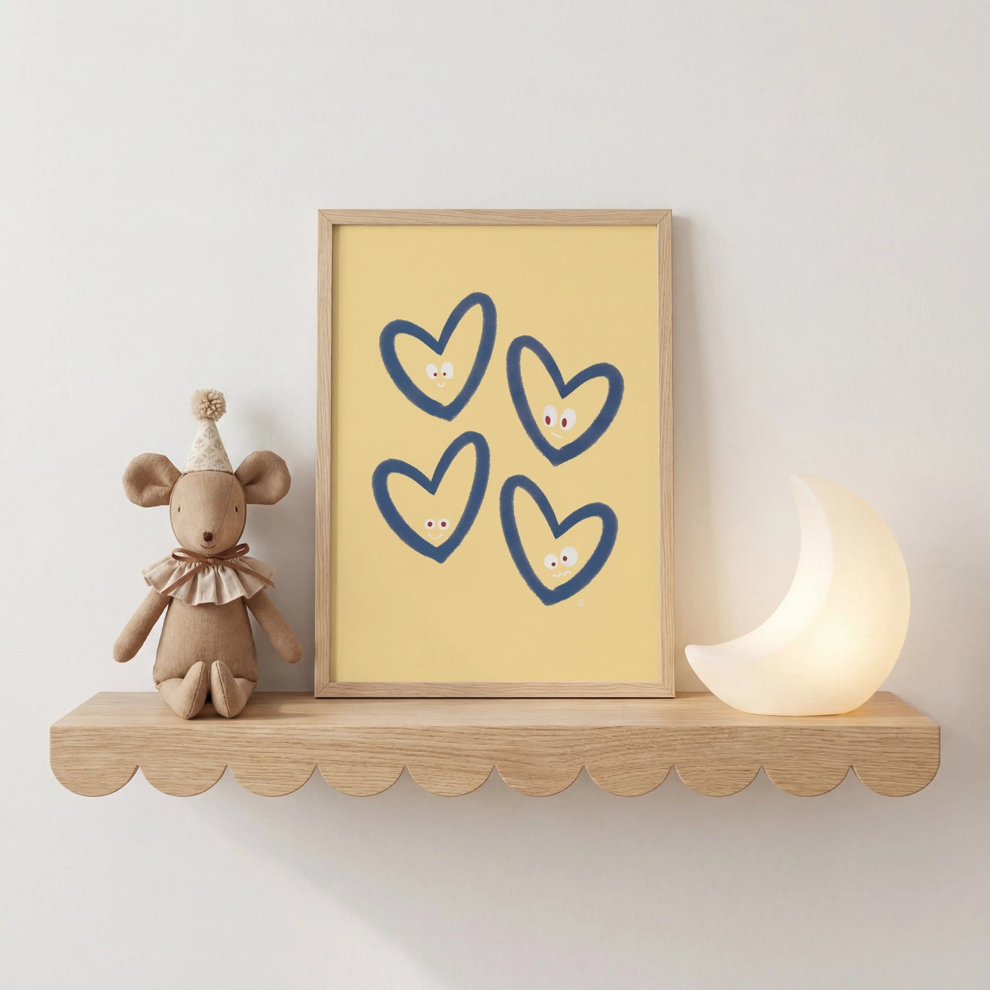 alt=Poster encadré Coeurs rieurs - j