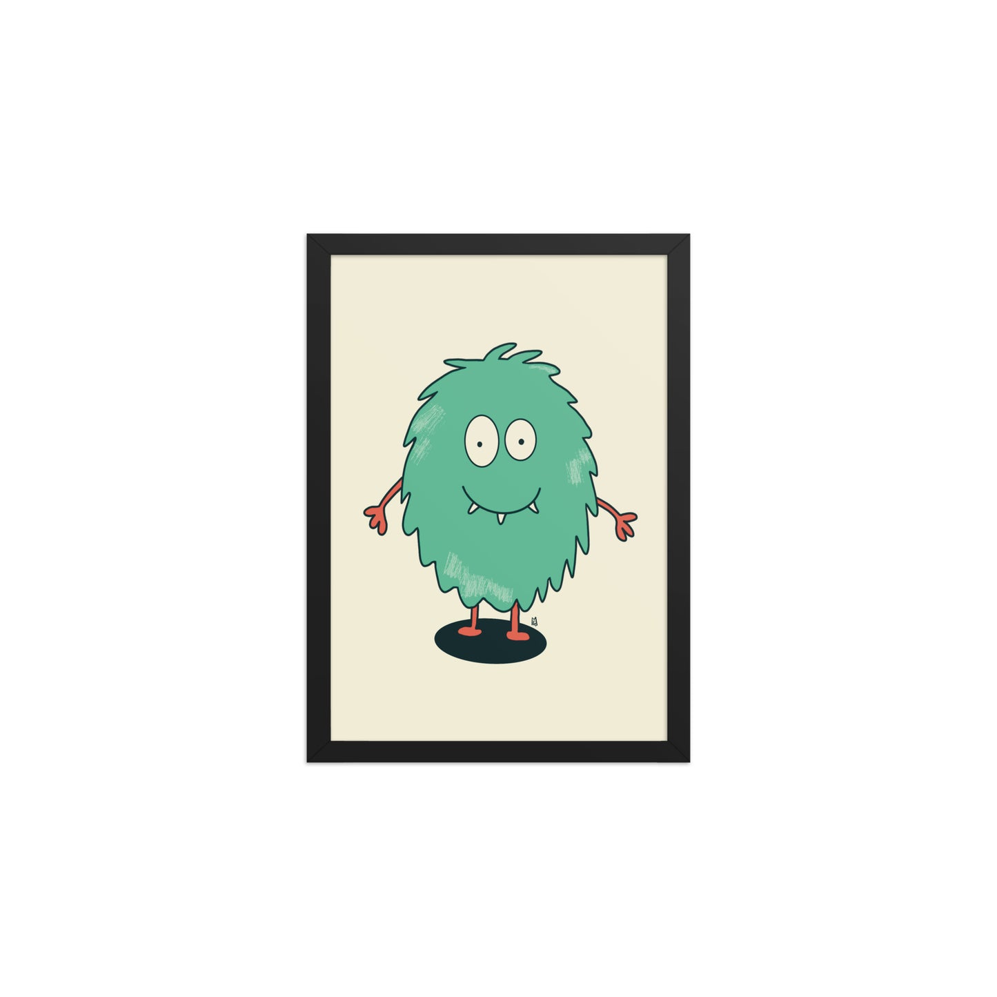 alt="Póster infantil monstruo peludo verde sobre papel mate grueso – decoración divertida y original"