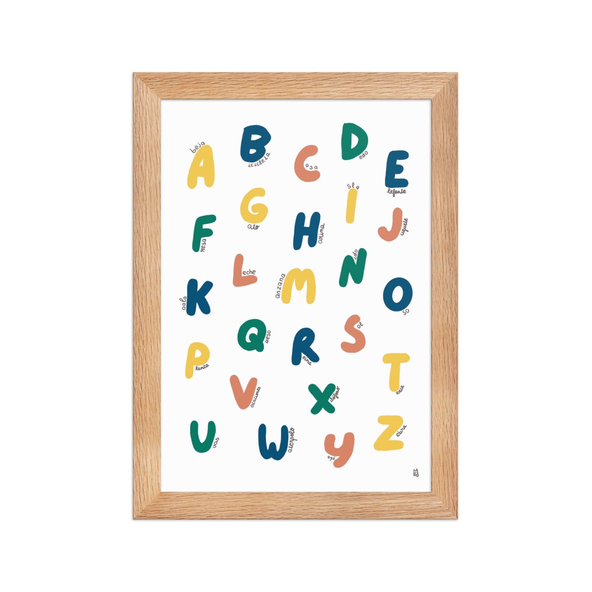 Póster decorativo “Abecedario colorido” con marco – Lámina educativa lista para colgar - 3 - Kago Studio