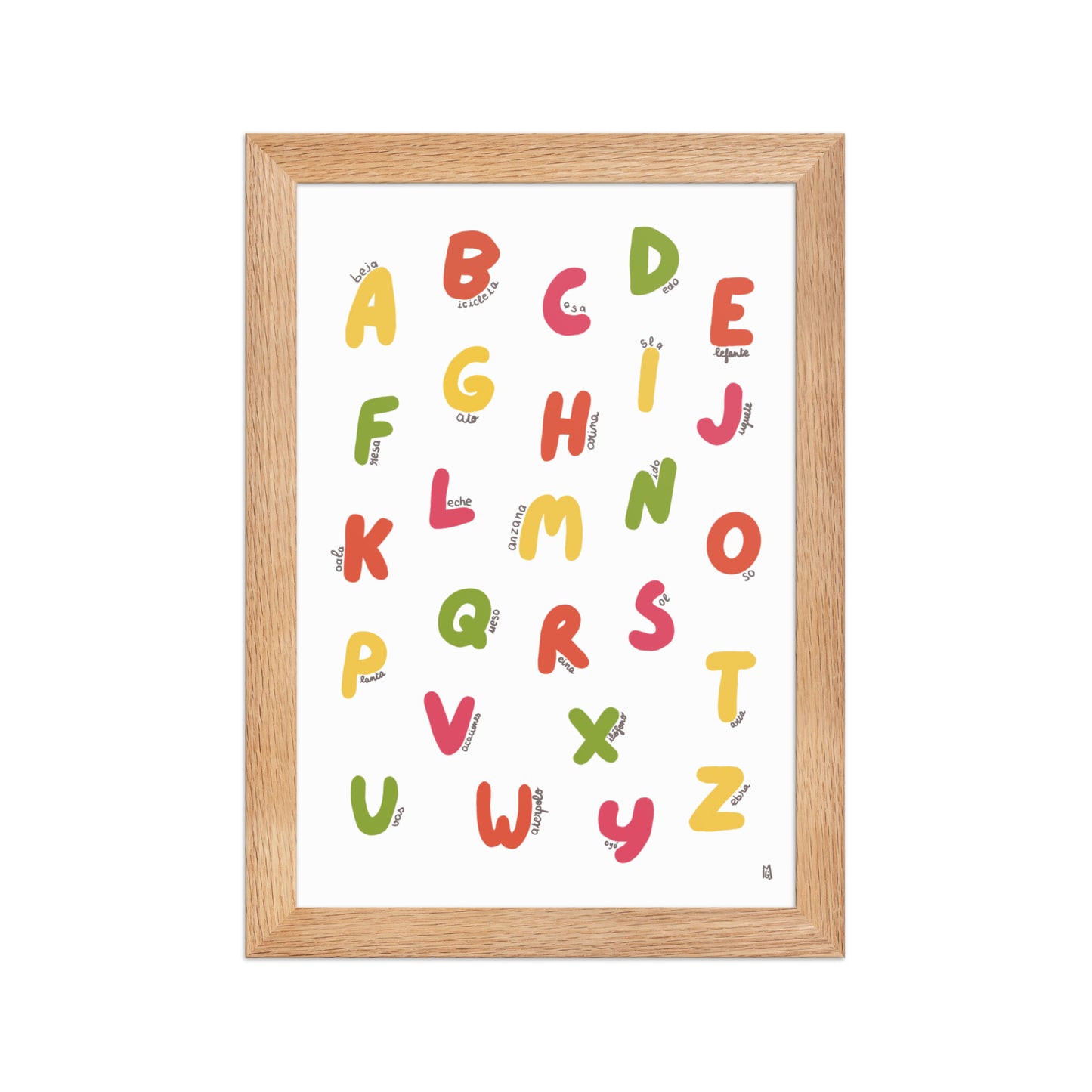 Póster decorativo “Abecedario colorido” con marco – Lámina educativa lista para colgar - 2 - Kago Studio