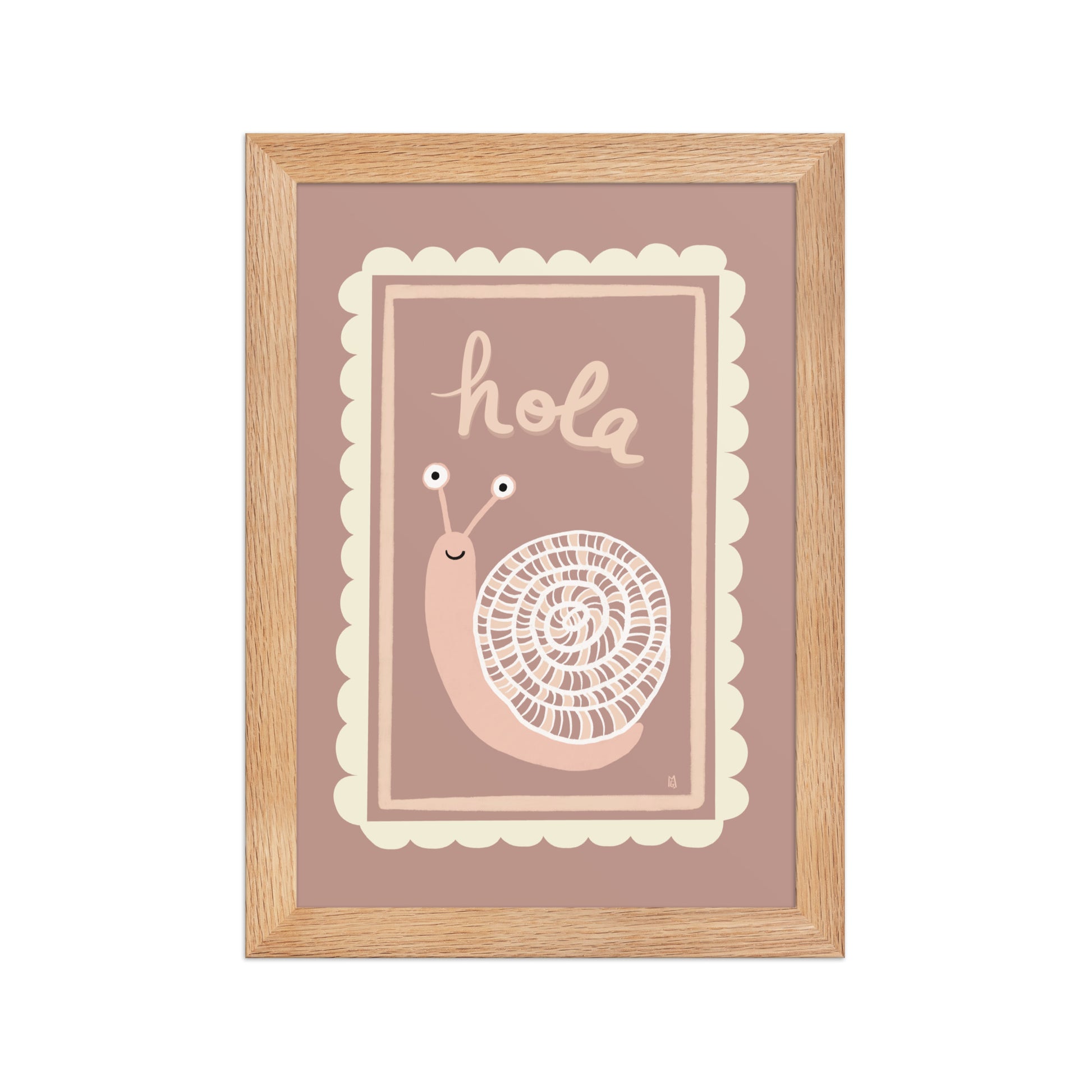alt = Póster Hola mi caracol con marco - Kago Studio