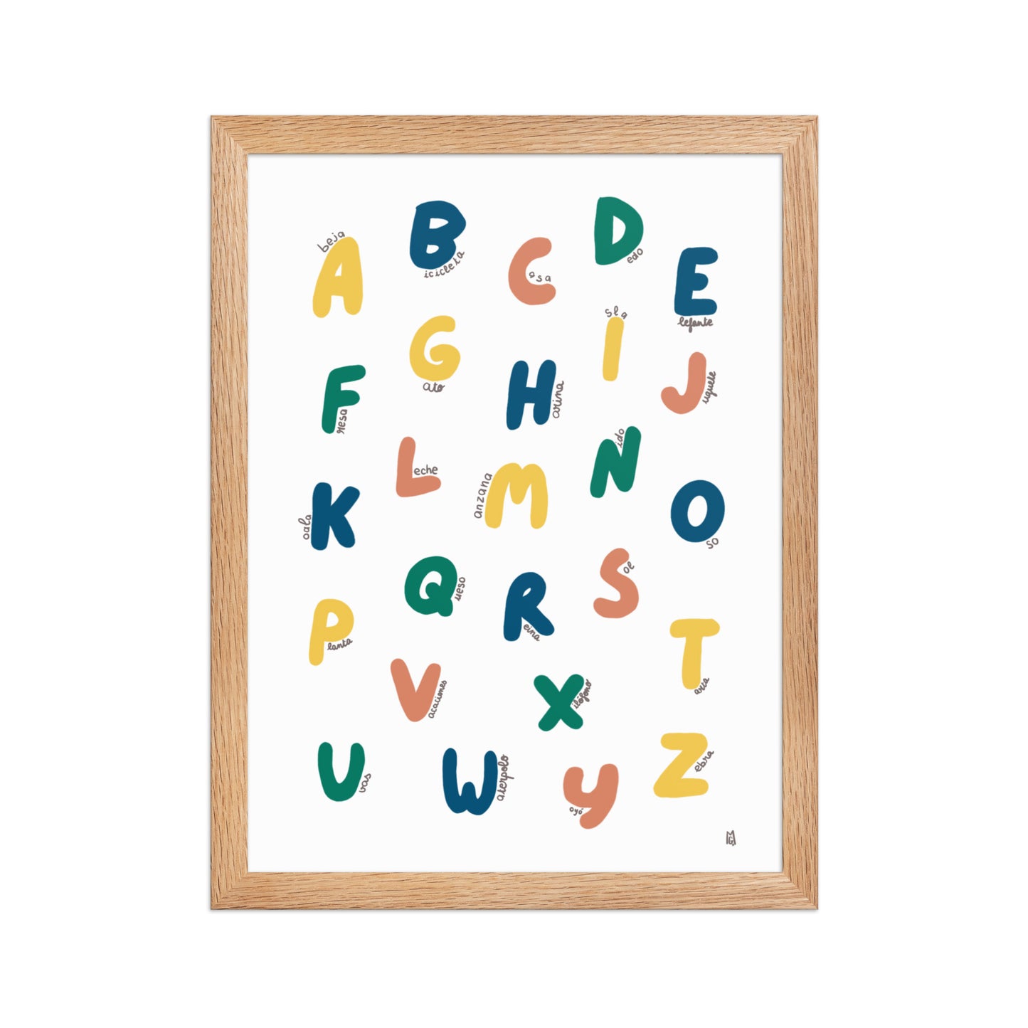 Póster decorativo “Abecedario colorido” con marco – Lámina educativa lista para colgar - 3 - Kago Studio