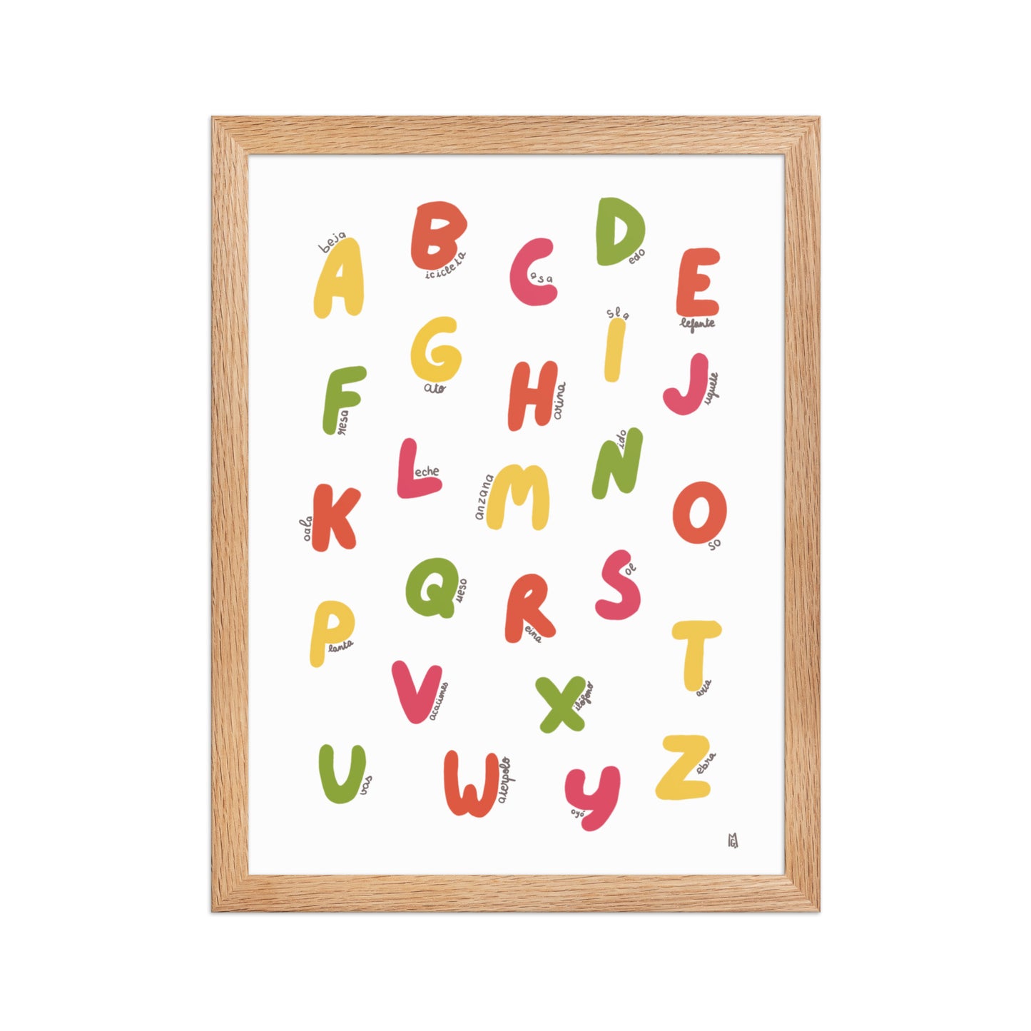 Póster decorativo “Abecedario colorido” con marco – Lámina educativa lista para colgar - 2 - Kago Studio