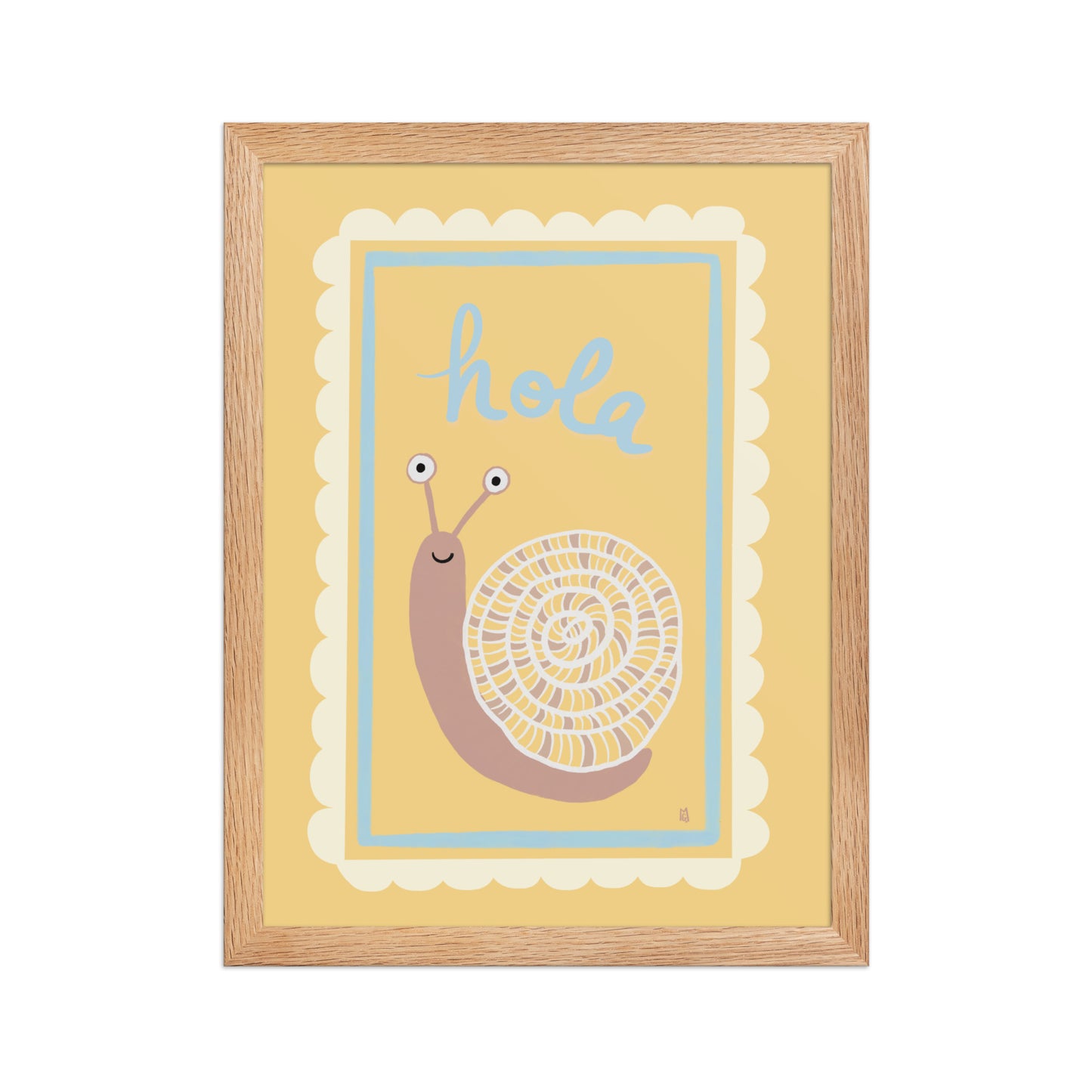 alt = Póster Hola mi caracol con marco - Kago Studio
