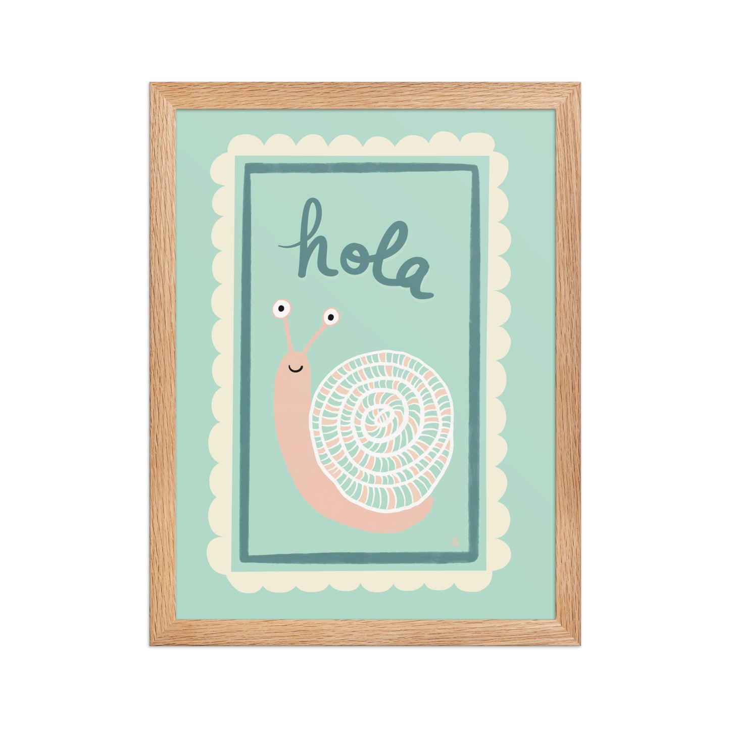 alt = Póster Hola mi caracol con marco - Kago Studio