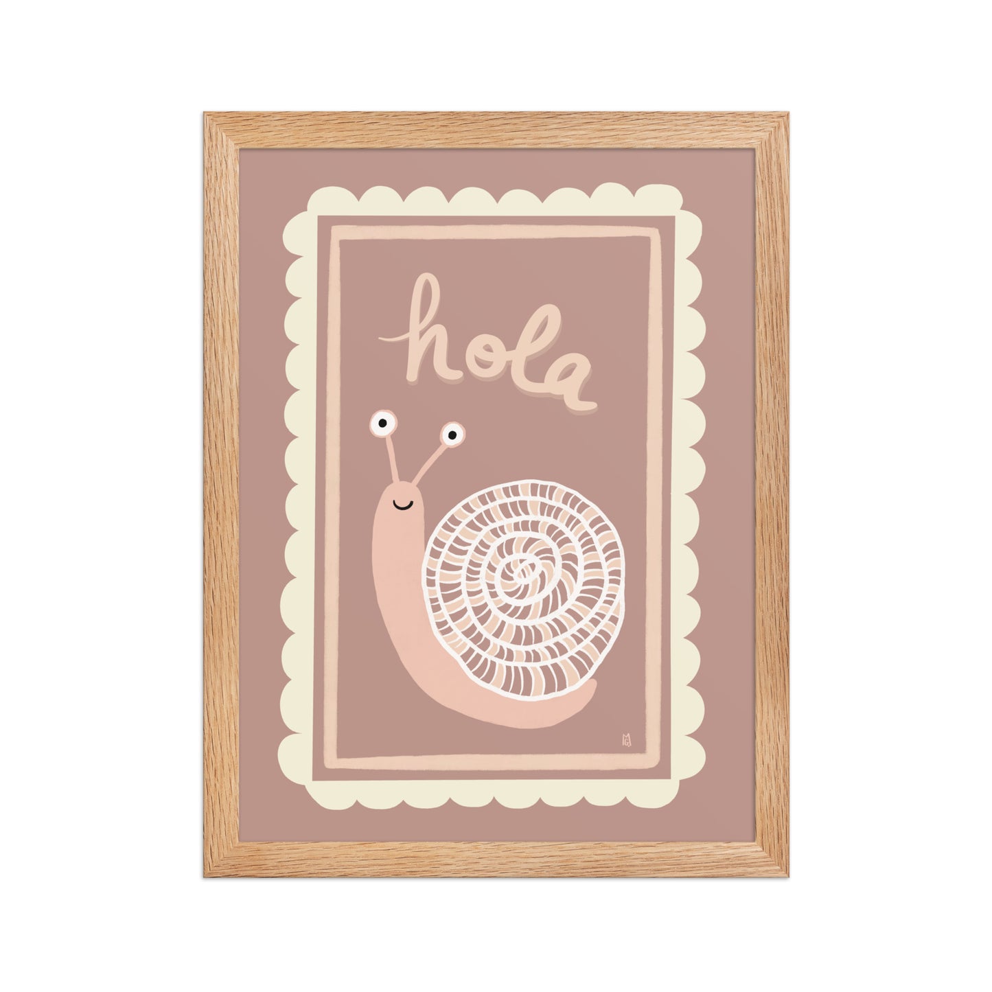 alt = Póster Hola mi caracol con marco - Kago Studio