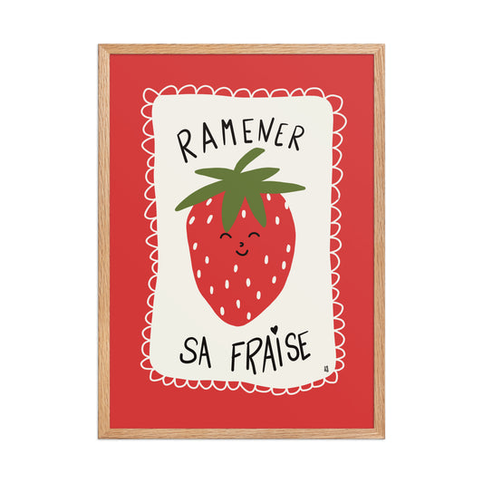 Póster decorativo “Fresa” con marco – Lámina divertida y colorida para habitación infantil - Kago Studio