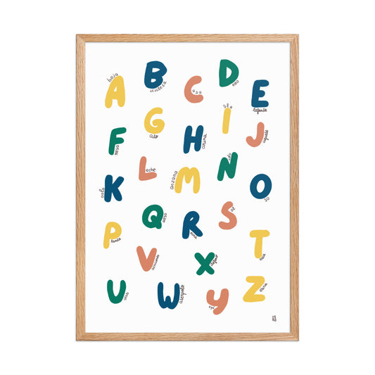 Póster decorativo “Abecedario colorido” con marco – Lámina educativa lista para colgar - 3 - Kago Studio