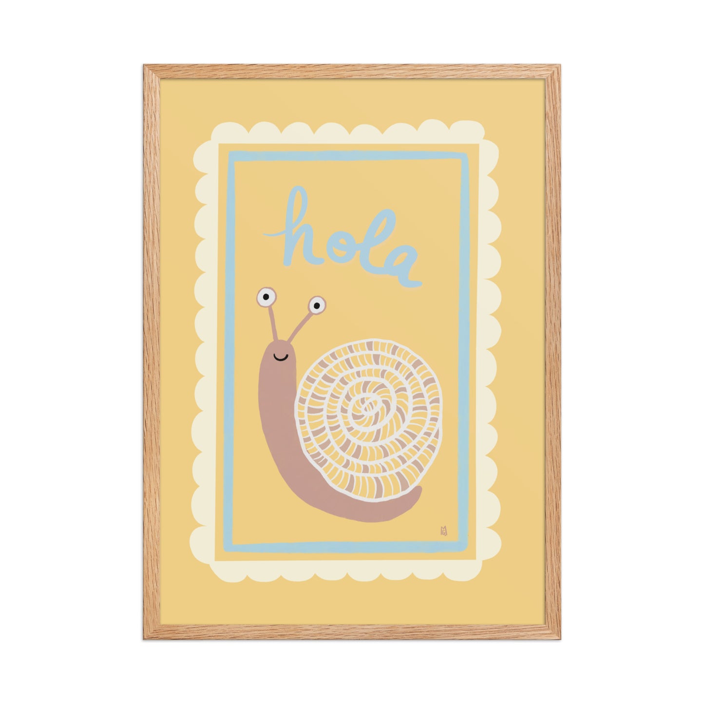 alt = Póster Hola mi caracol con marco - Kago Studio
