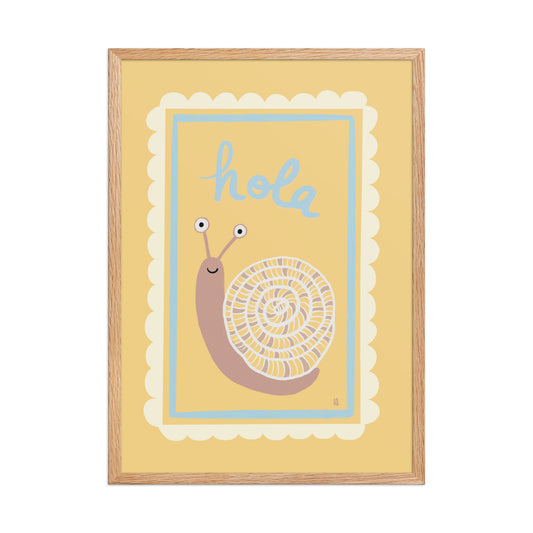 alt = Póster Hola mi caracol con marco - Kago Studio
