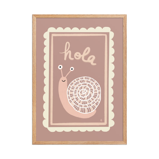 alt = Póster Hola mi caracol con marco - Kago Studio