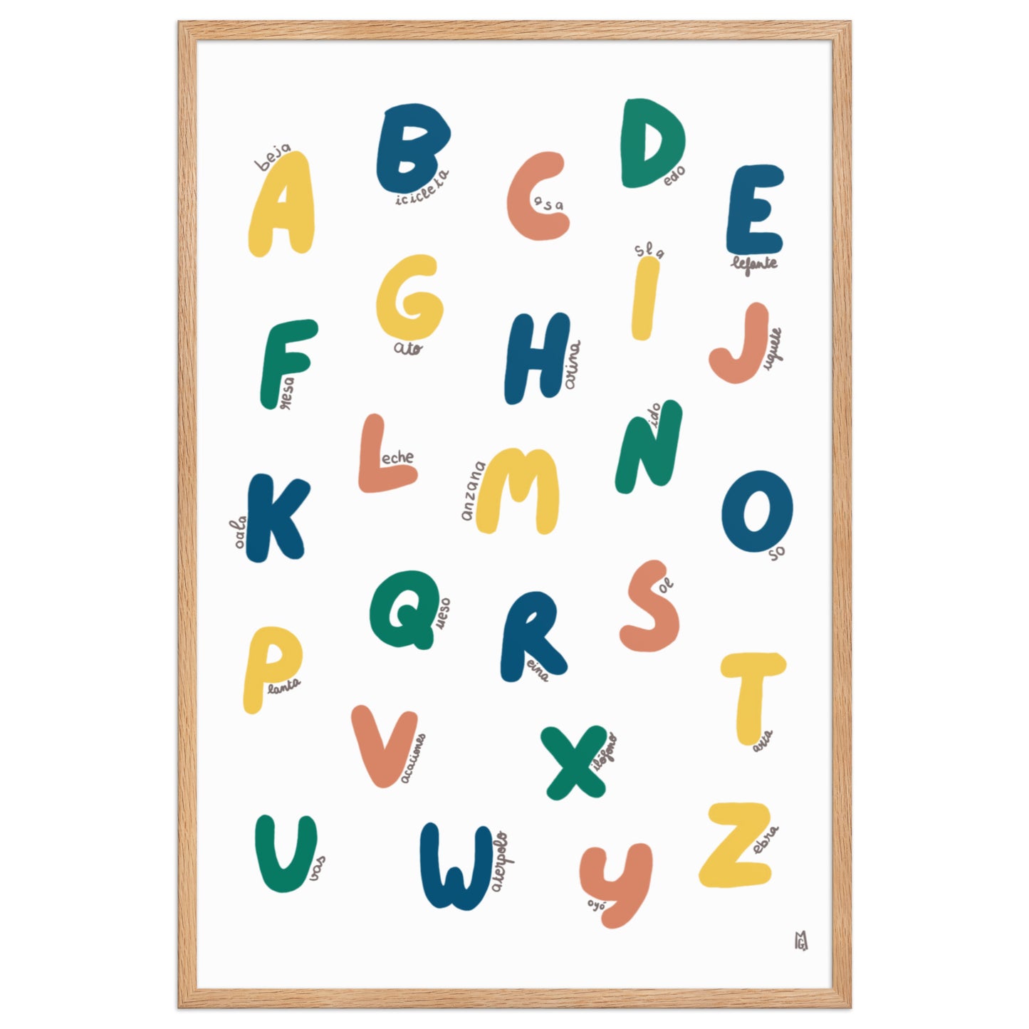 Póster decorativo “Abecedario colorido” con marco – Lámina educativa lista para colgar - 3 - Kago Studio