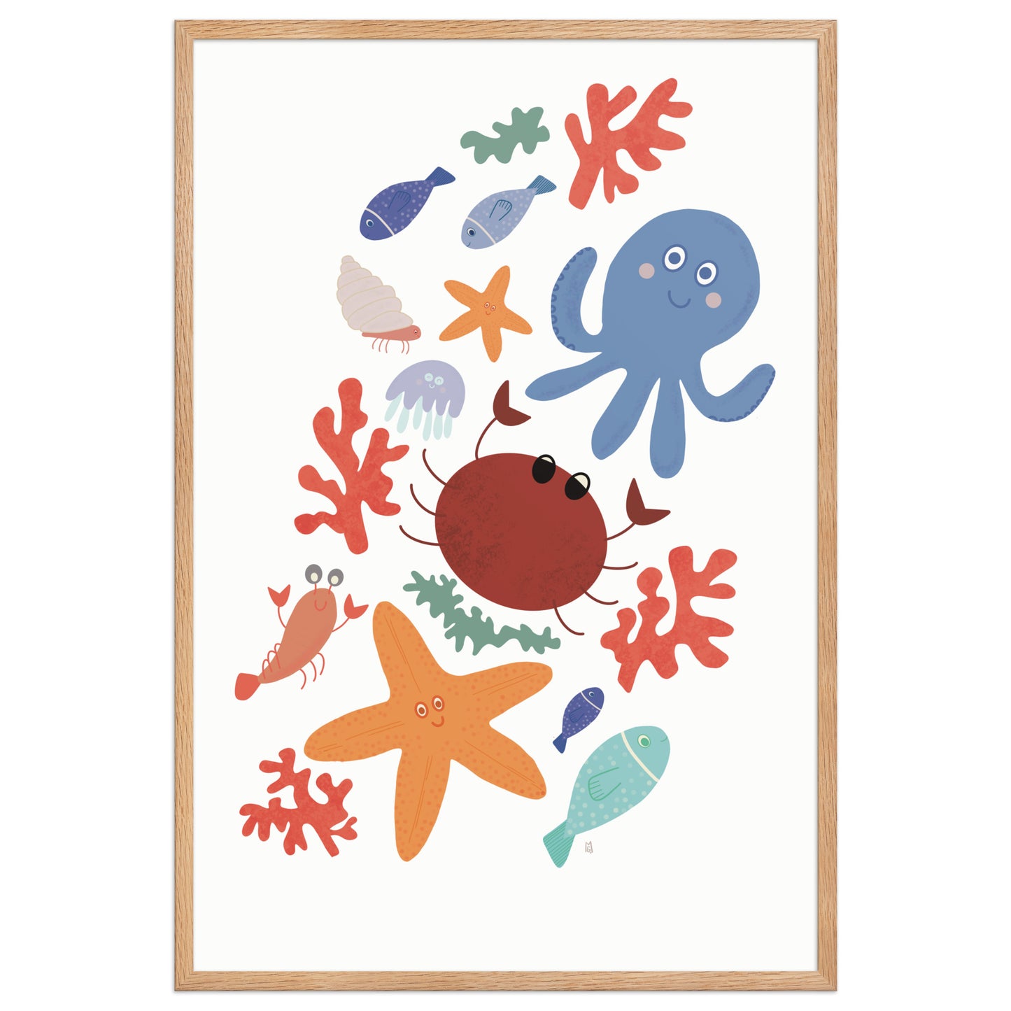 Póster infantil “Amigos del mar” – Lámina decorativa adorable para habitación de niños - Kago Studio