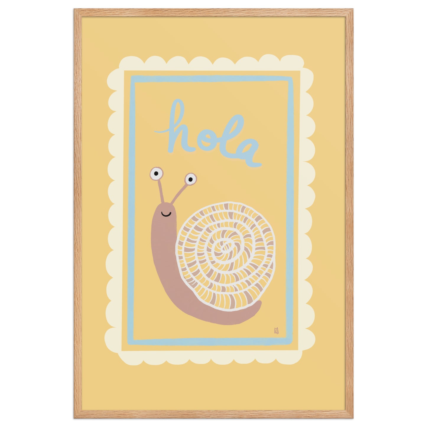 alt = Póster Hola mi caracol con marco - Kago Studio
