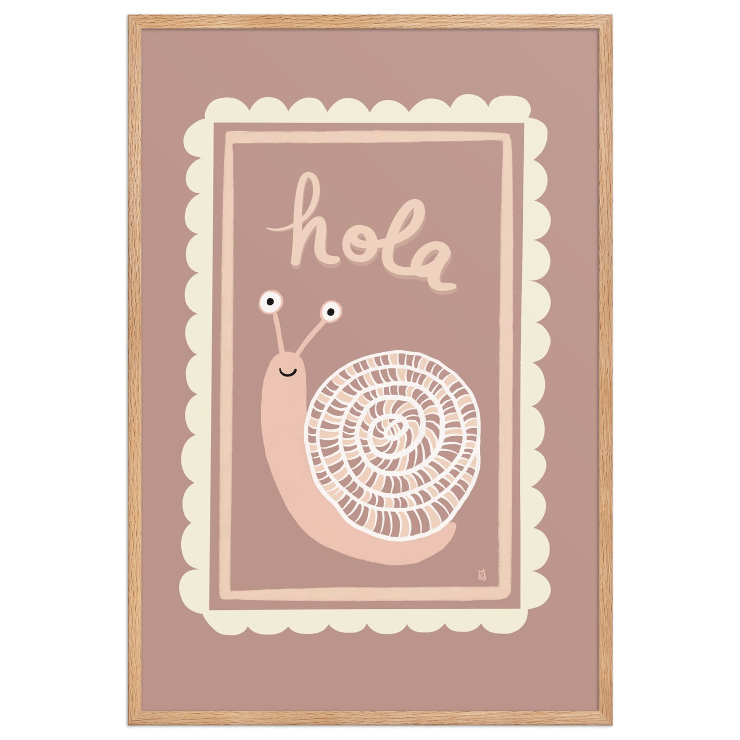 alt = Póster Hola mi caracol con marco - Kago Studio