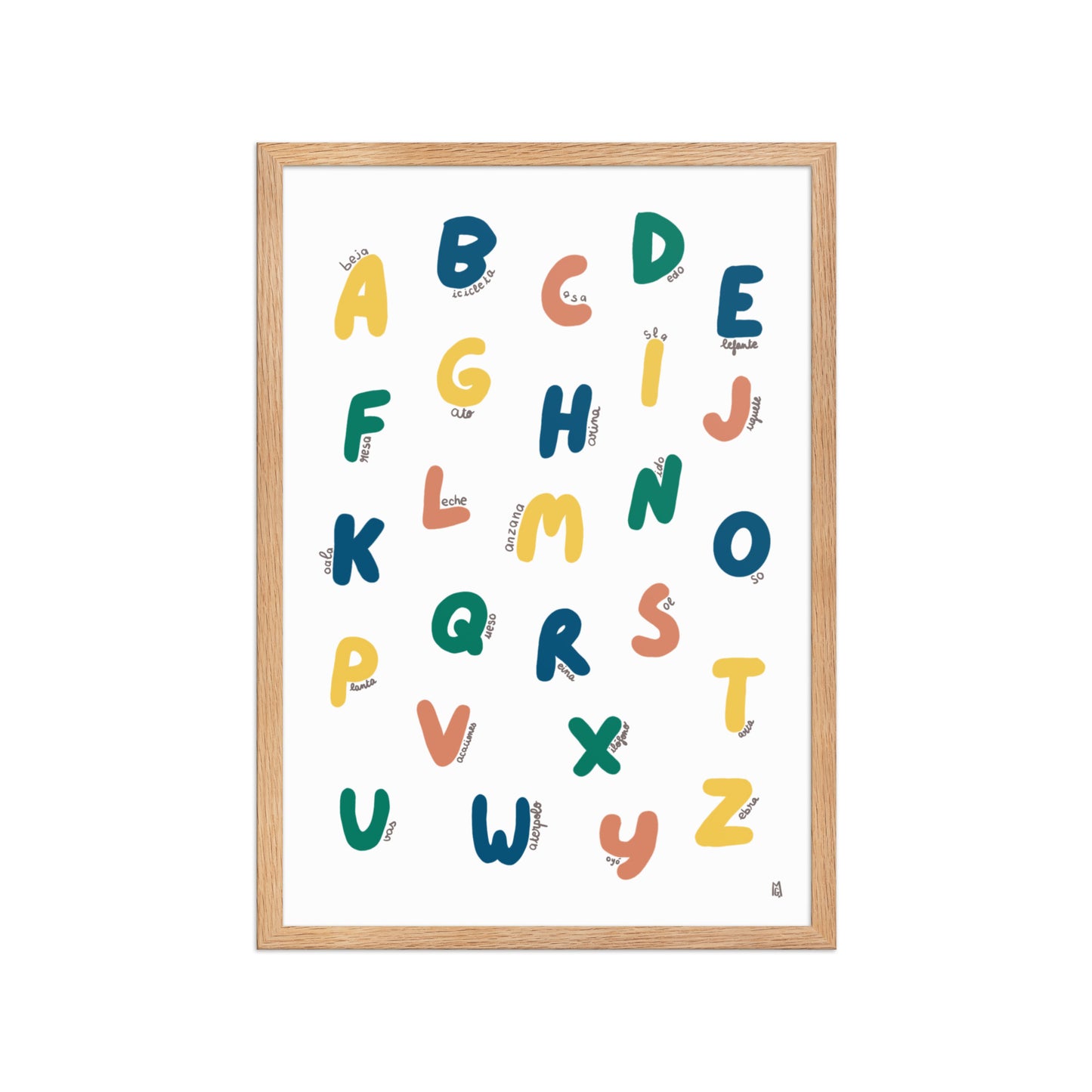 Póster decorativo “Abecedario colorido” con marco – Lámina educativa lista para colgar - 3 - Kago Studio