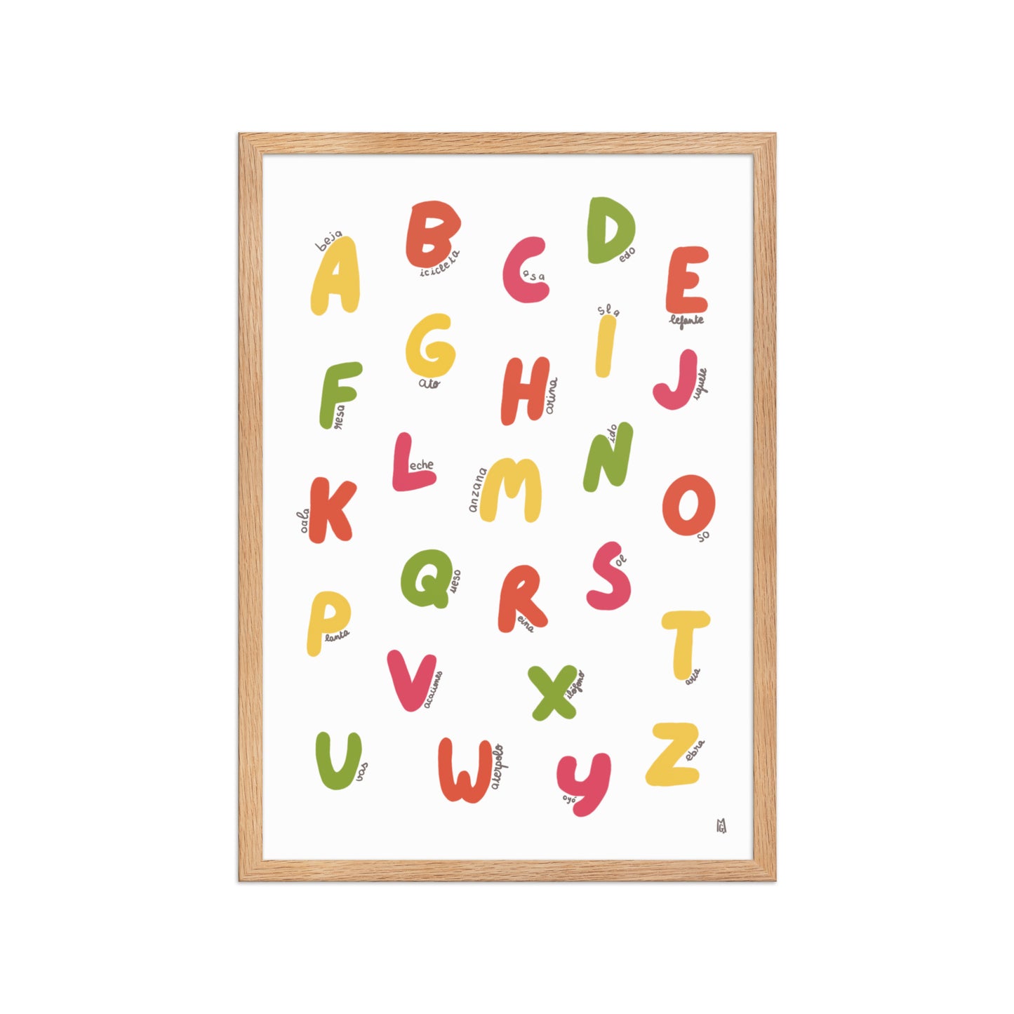 Póster decorativo “Abecedario colorido” con marco – Lámina educativa lista para colgar - 2 - Kago Studio
