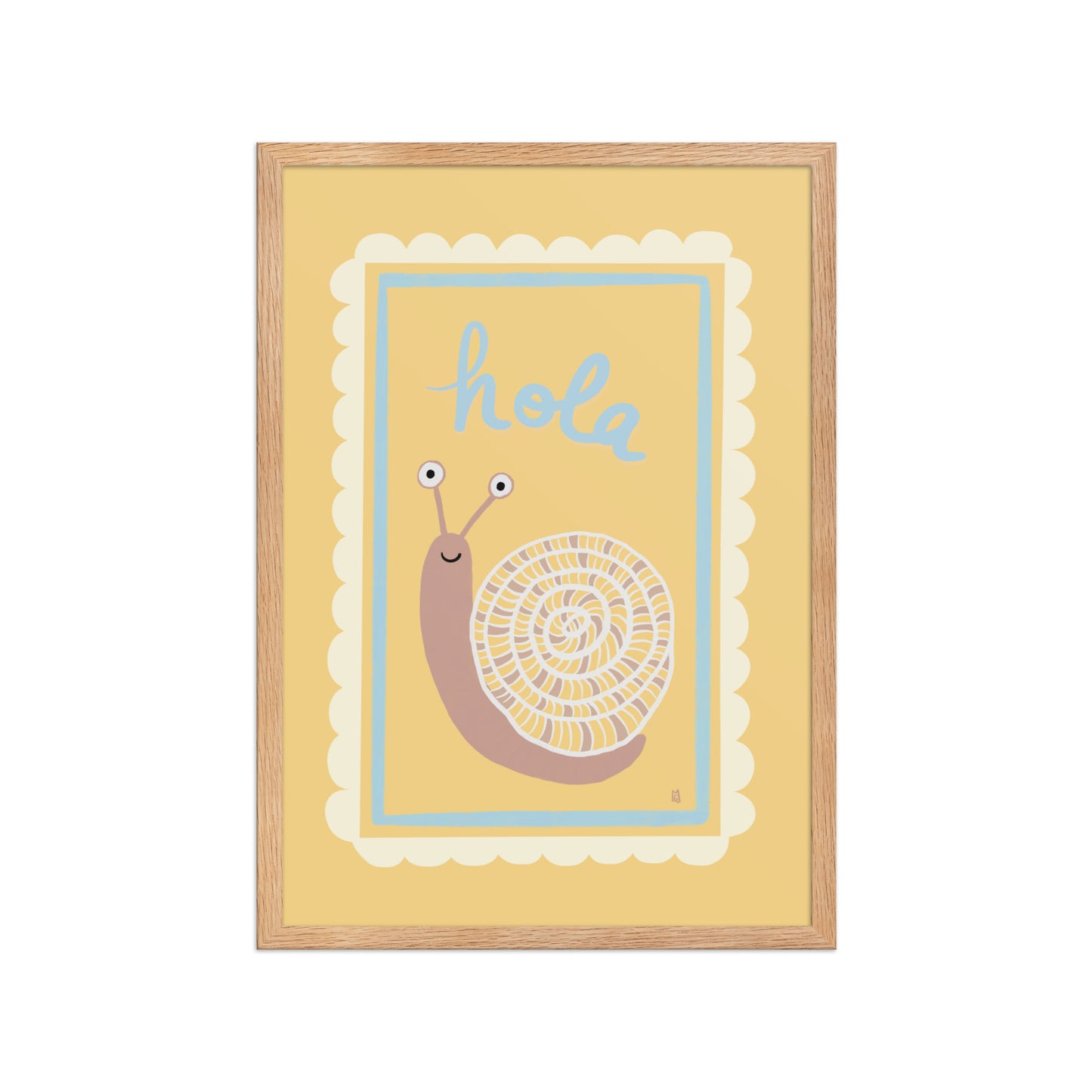 alt = Póster Hola mi caracol con marco - Kago Studio