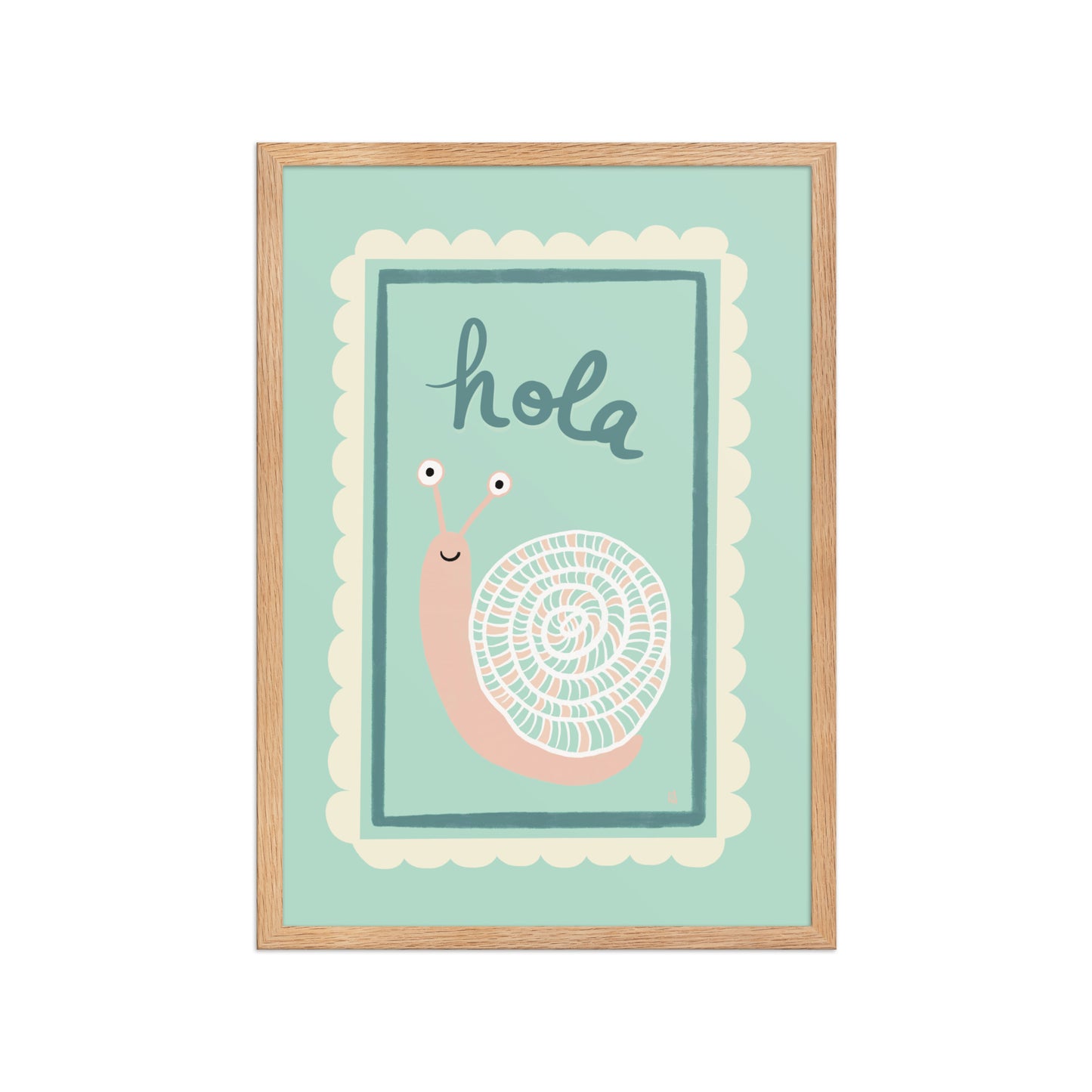 alt = Póster Hola mi caracol con marco - Kago Studio