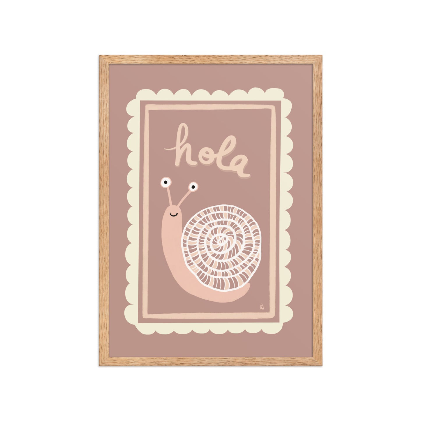 alt = Póster Hola mi caracol con marco - Kago Studio