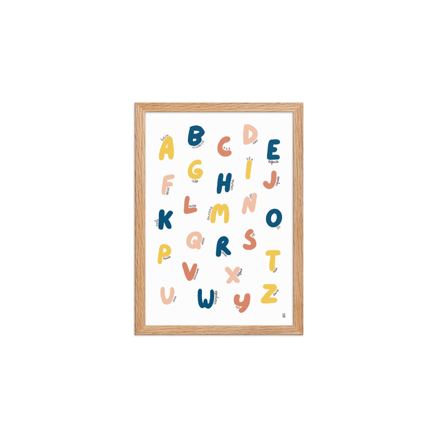 alt="Póster infantil abecedario colorido sobre papel mate grueso – lámina educativa y decorativa"