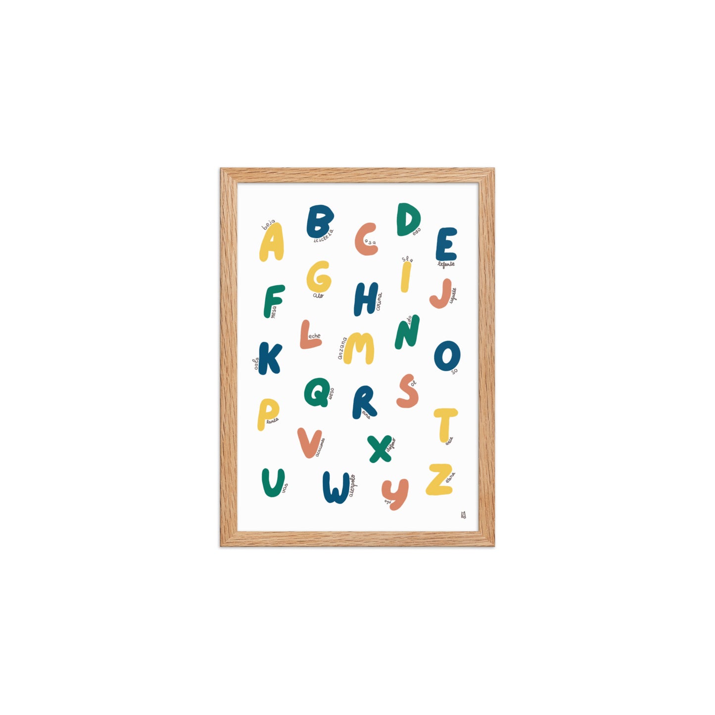 Póster decorativo “Abecedario colorido” con marco – Lámina educativa lista para colgar - 3 - Kago Studio
