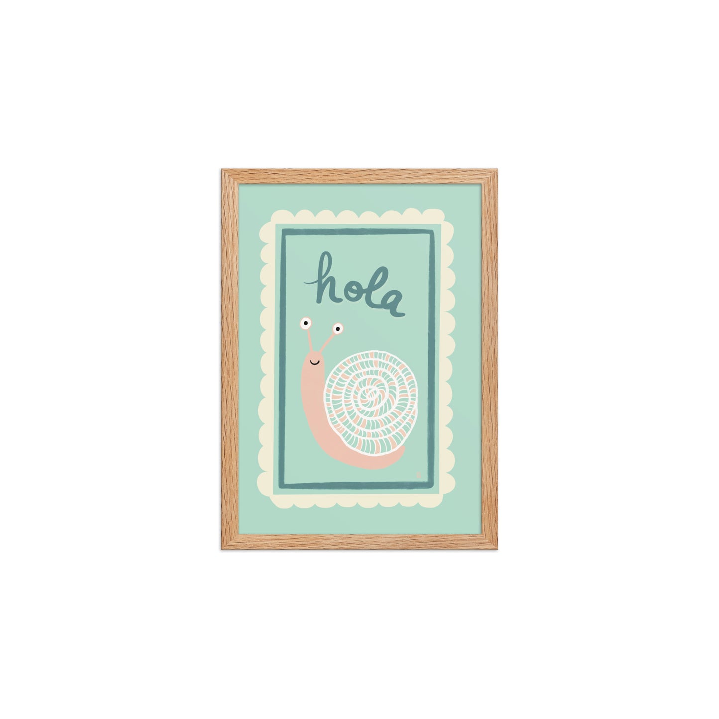 alt = Póster Hola mi caracol con marco - Kago Studio