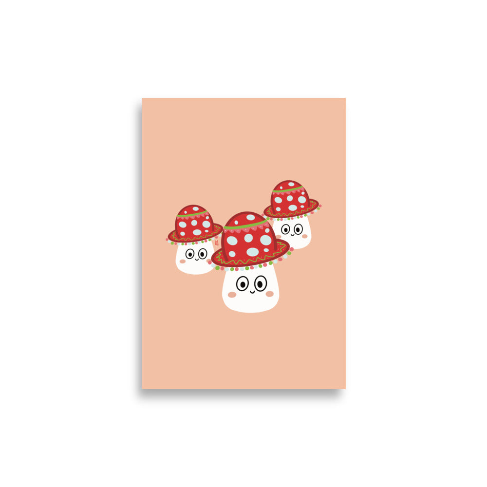 alt="Póster infantil tres setas con sombreros de colores en papel mate grueso – decoración divertida y original para habitación de niños"