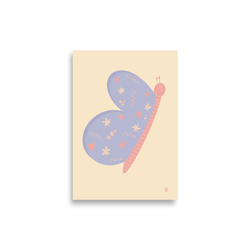 alt="Póster infantil Mariposa en papel mate grueso – decoración divertida y original para habitación de niños"