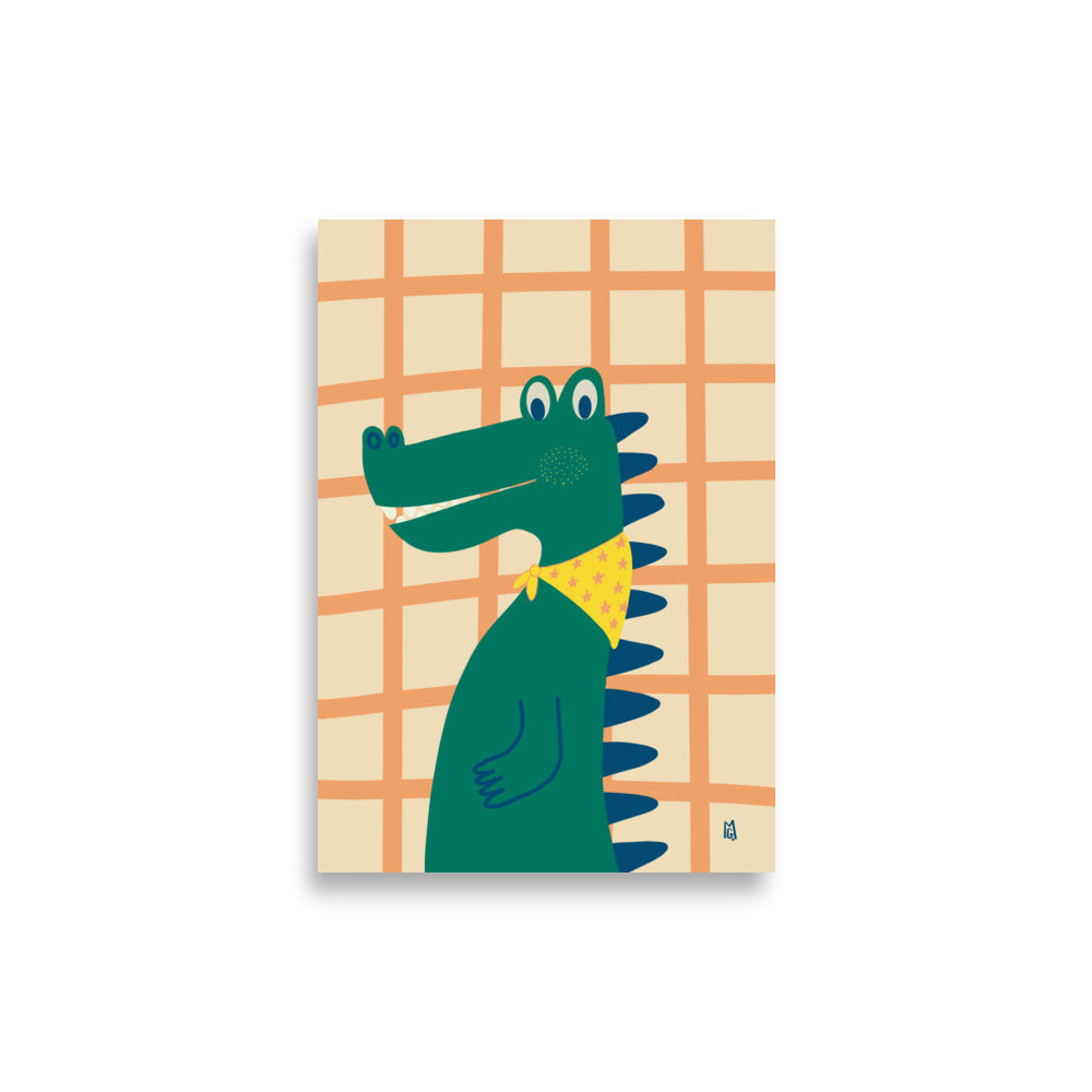 alt="Póster infantil Cocodrilo en papel mate grueso – decoración divertida y original para habitación de niños"