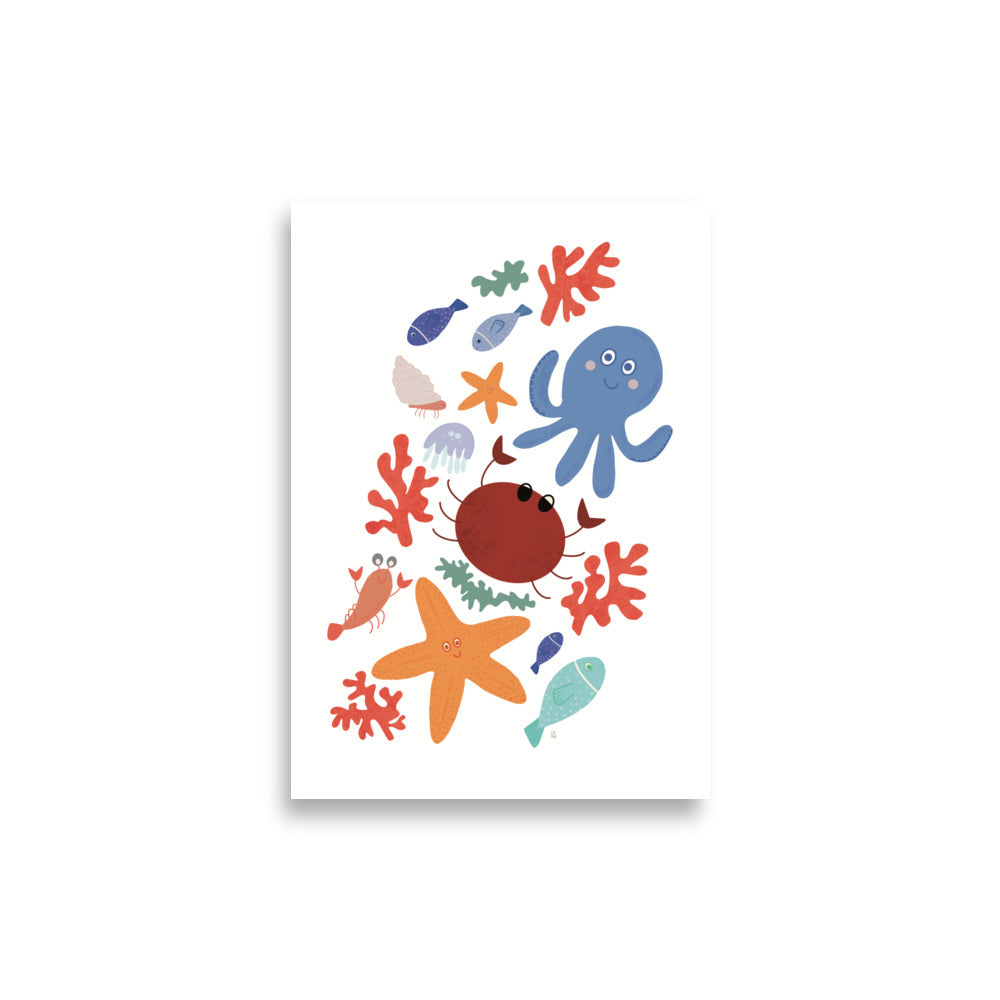 Póster decorativo “Amigos del mar” – Lámina divertida para habitación infantil - Kago Studio