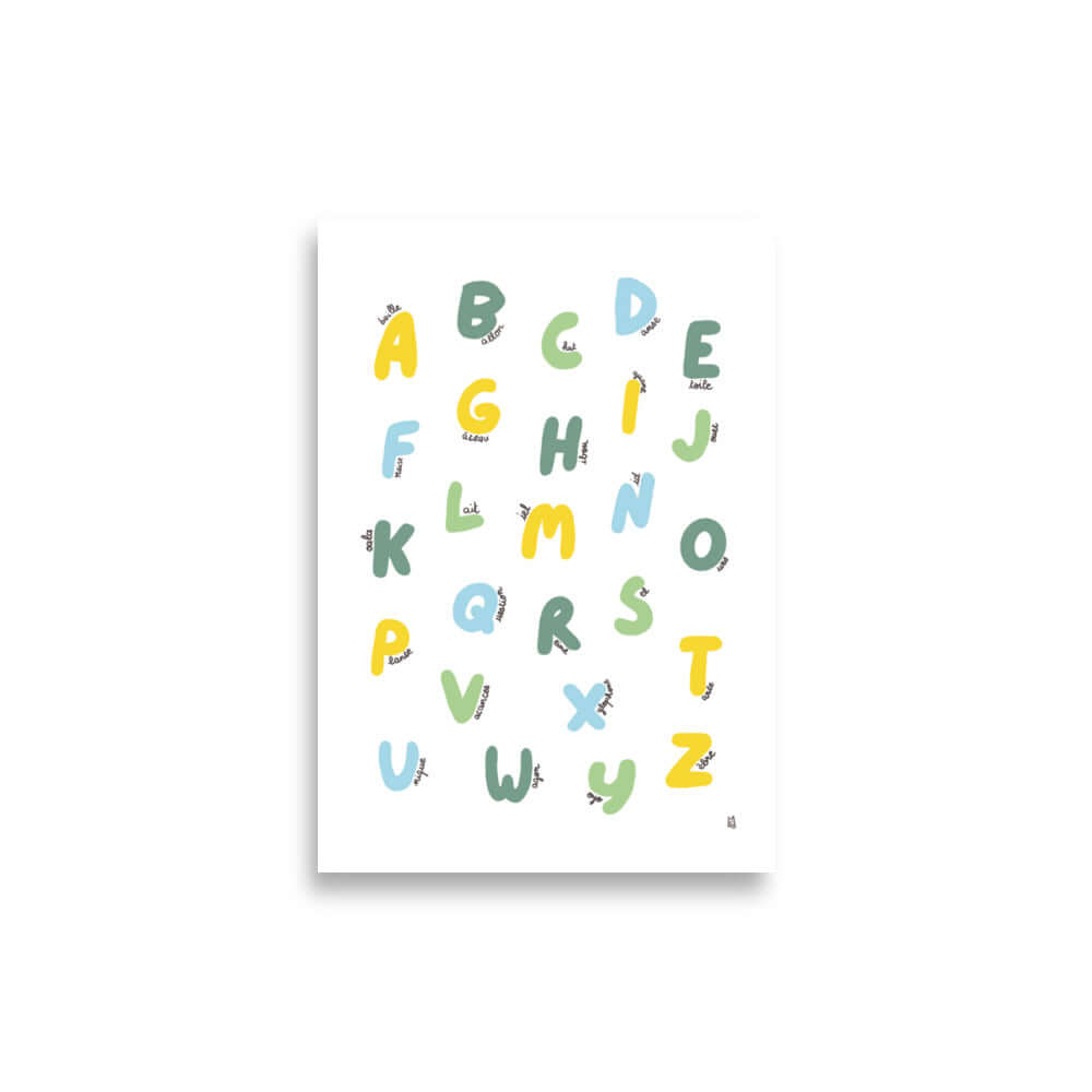 Póster decorativo “Abecedario español” (D)  – Lámina divertida para habitación infantil - Kago Studio