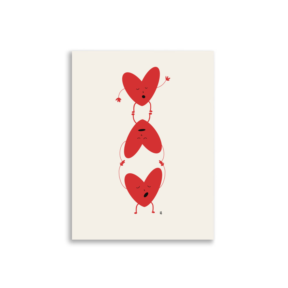 alt="Póster infantil Corazones rebeldes en papel mate grueso – decoración divertida y original para habitación de niños"