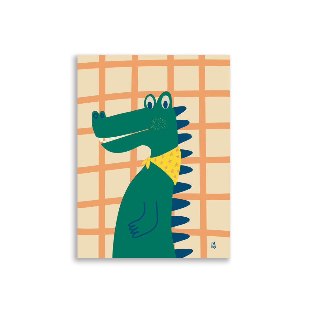 alt="Póster infantil Cocodrilo en papel mate grueso – decoración divertida y original para habitación de niños"