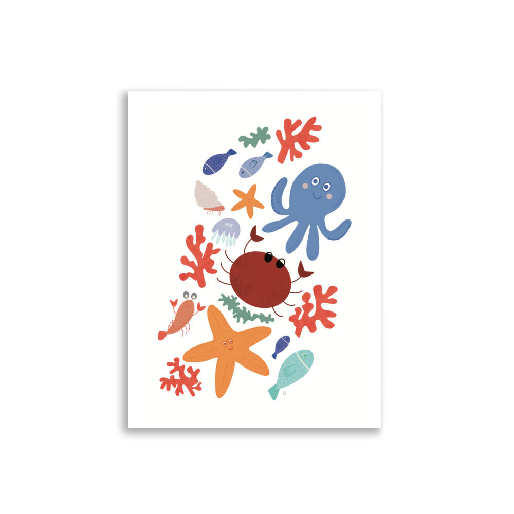 Póster decorativo “Amigos del mar” – Lámina divertida para habitación infantil - Kago Studio
