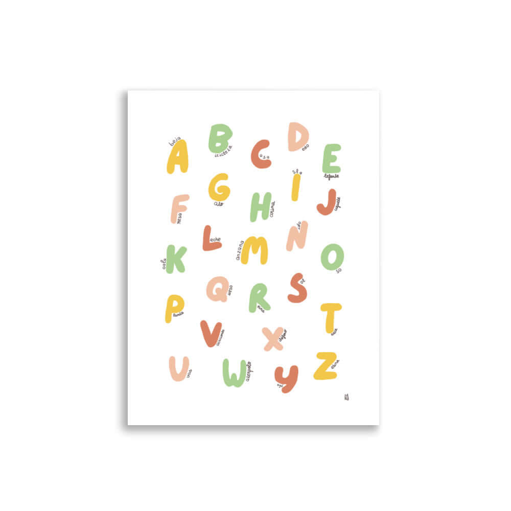 Póster decorativo “Abecedario español” (C)  – Lámina divertida para habitación infantil - Kago Studio