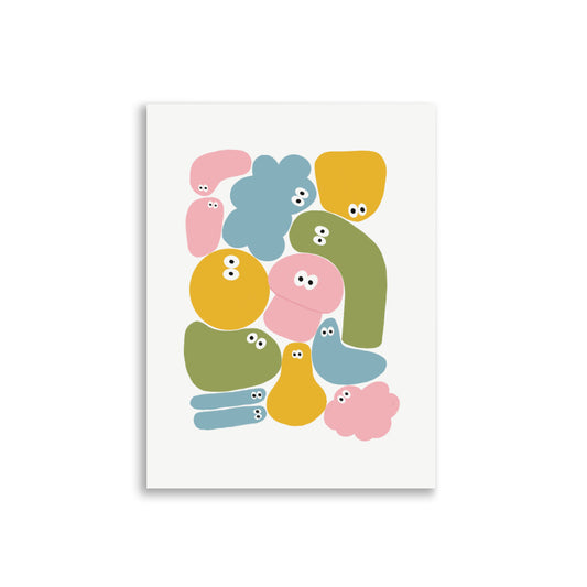 Póster infantil Jojo - edición limitada, colorido diseño inspirado en juegos de osselets para decorar habitaciones.