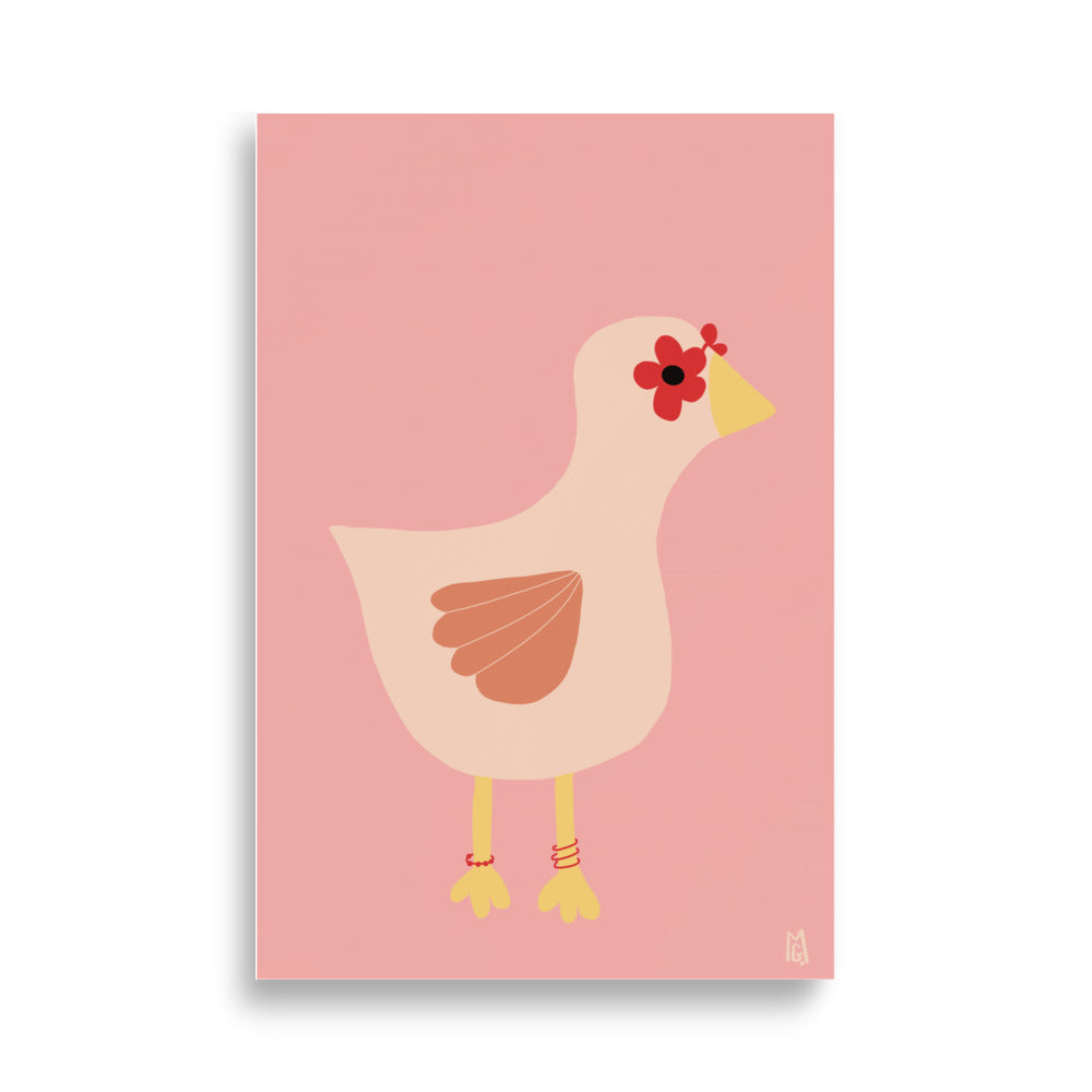 alt="Póster infantil Chic Chick en papel mate grueso – decoración divertida y original para habitación de niños"