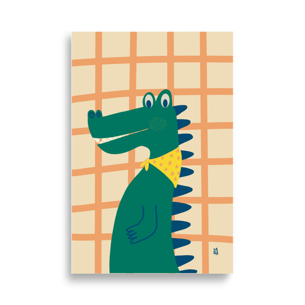 alt="Póster infantil Cocodrilo en papel mate grueso – decoración divertida y original para habitación de niños"