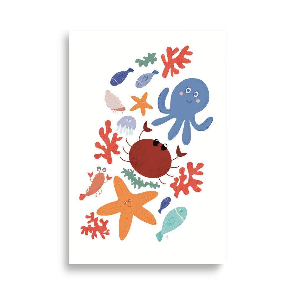 Póster decorativo “Amigos del mar” – Lámina divertida para habitación infantil - Kago Studio
