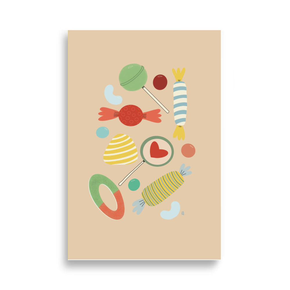 Póster decorativo “Sweet Candy” – Lámina divertida para habitación infantil - Kago Studio
