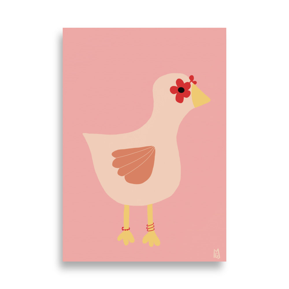 alt="Póster infantil Chic Chick en papel mate grueso – decoración divertida y original para habitación de niños"
