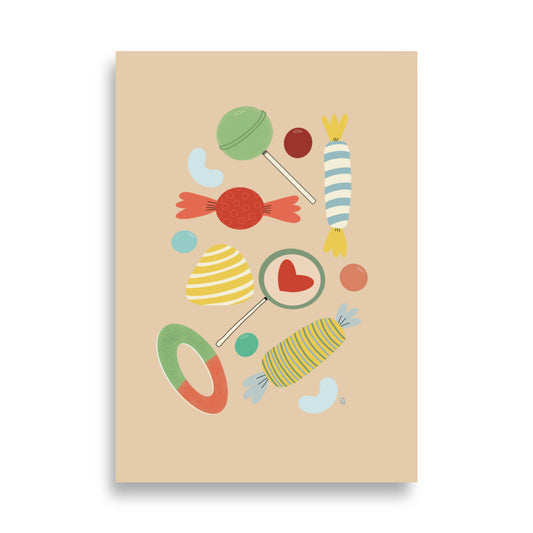 Póster decorativo “Sweet Candy” – Lámina divertida para habitación infantil - Kago Studio