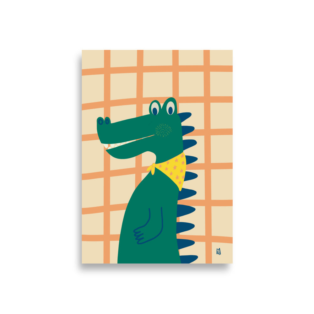 alt="Póster infantil Cocodrilo en papel mate grueso – decoración divertida y original para habitación de niños"
