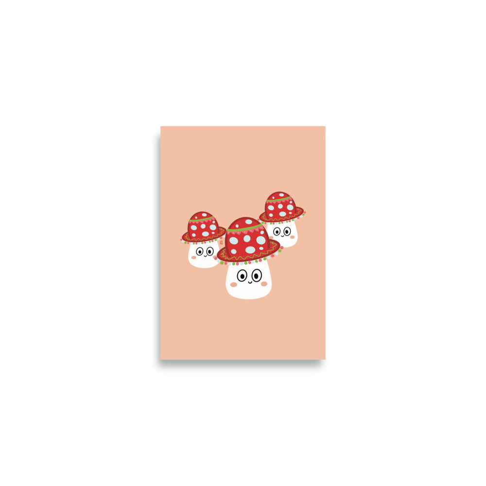 alt="Póster infantil tres setas con sombreros de colores en papel mate grueso – decoración divertida y original para habitación de niños"